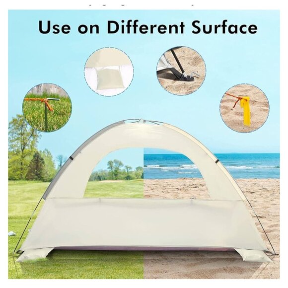 WhiteFang Beach Tent Anti-UV Portable Sun Shade Shelter 3 Person Carrying Bag - Picture 6 of 10